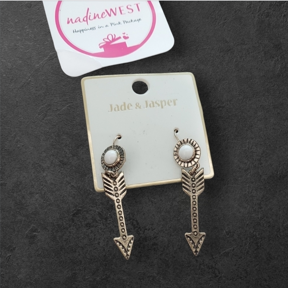 NWT Jade & Jasper for NADINE WEST Gold Arrow Earrings